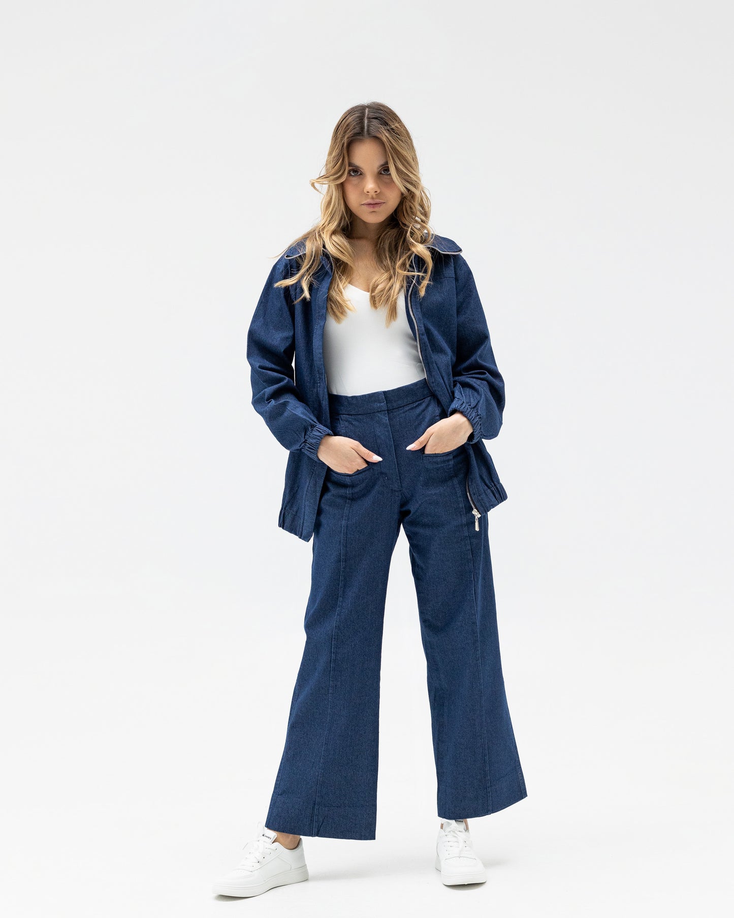Denim pants with jacket set