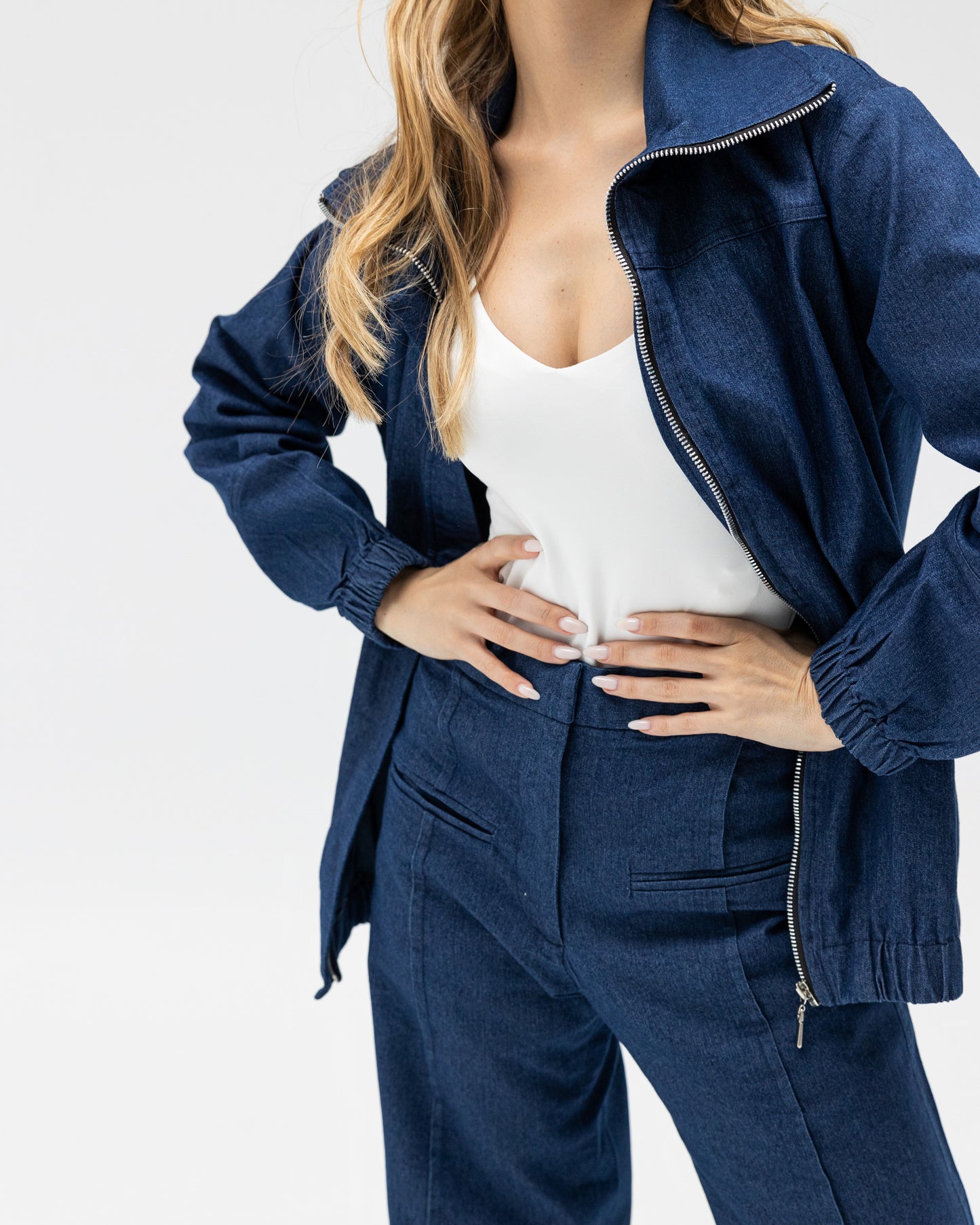 Denim pants with jacket set