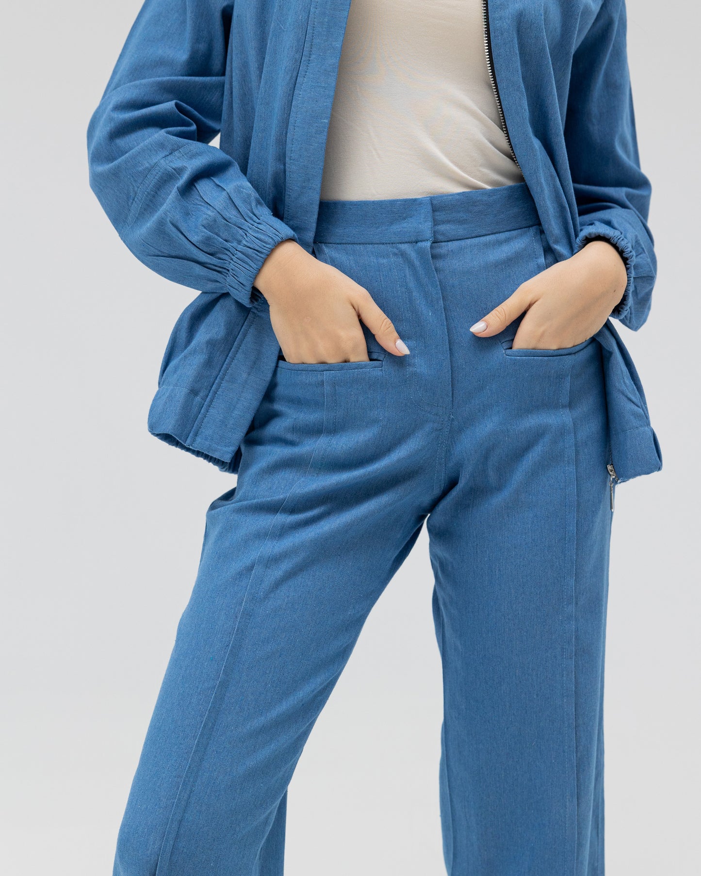 Denim pants with jacket set