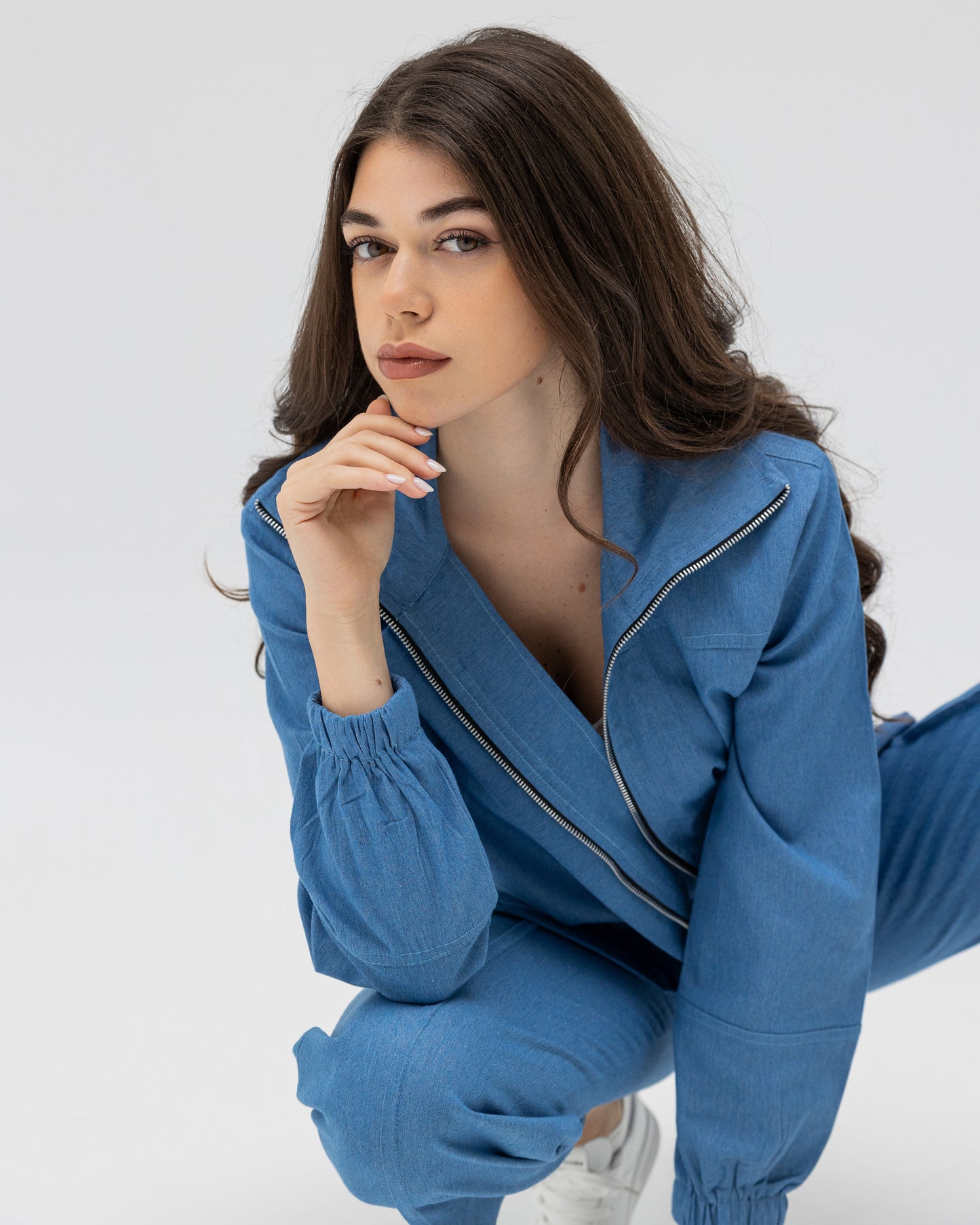 Denim pants with jacket set