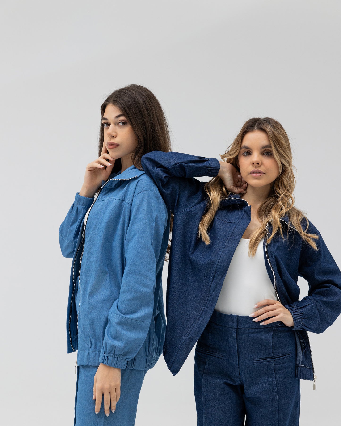 Denim pants with jacket set